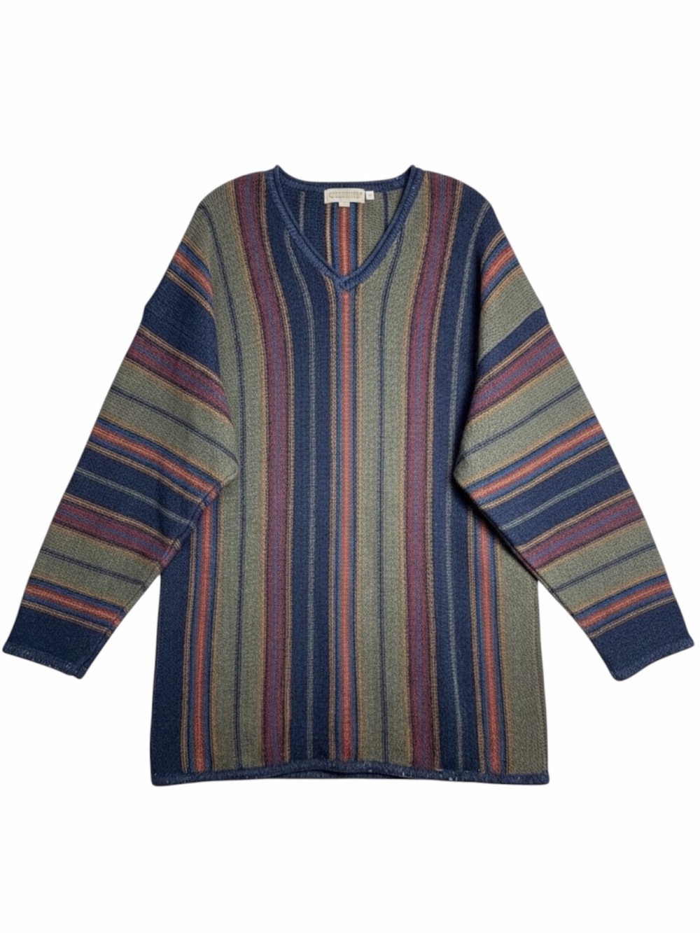 Vintage Concrete Mix Striped‎ Ramie Rayon Sweater Men’s M Oversized 90s